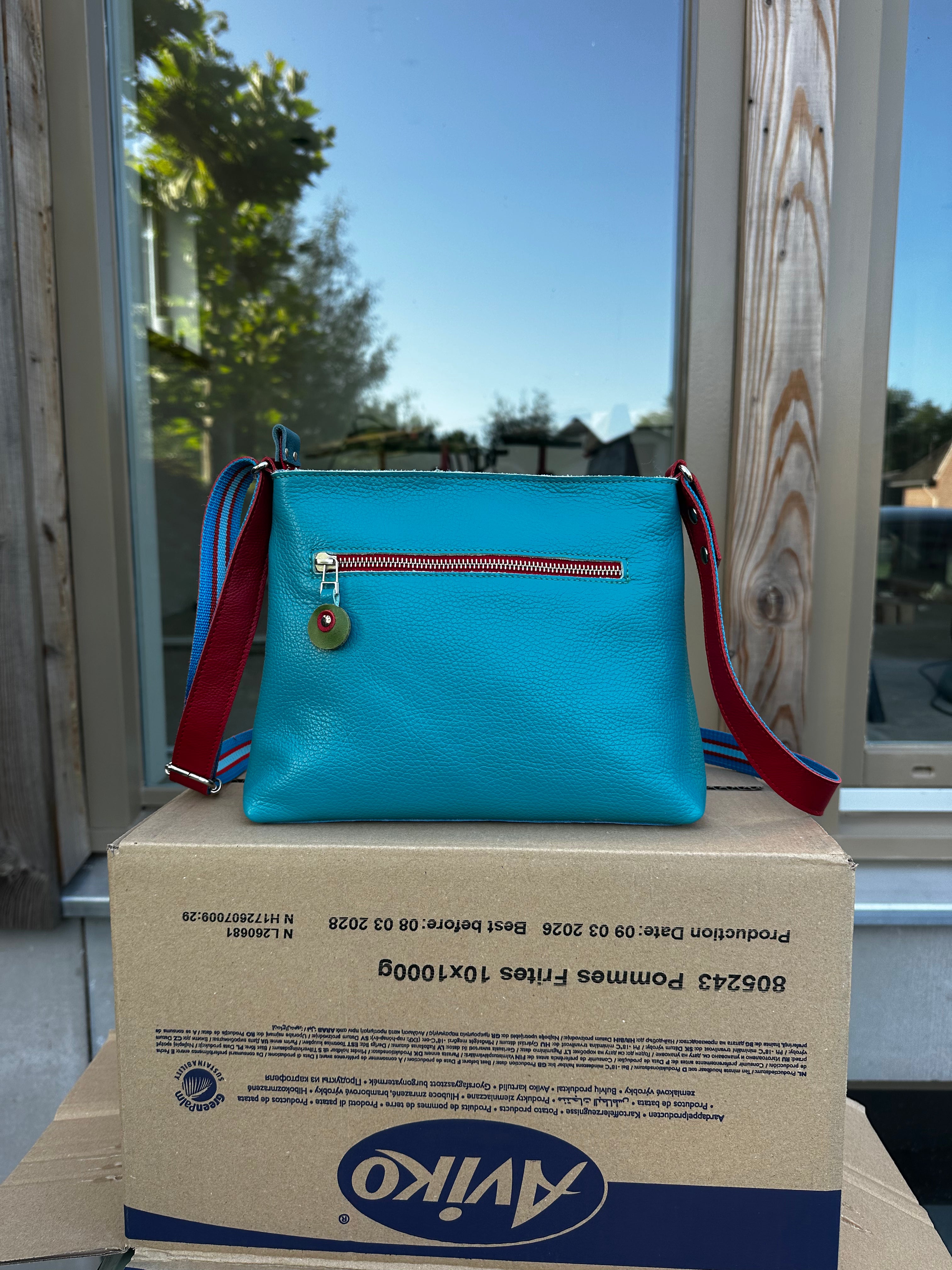 Schoudertas Billy handgemaakt groen turquoise