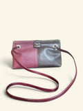 Handgemaakte handtas BoBBY bordeauxrood / choco bruin