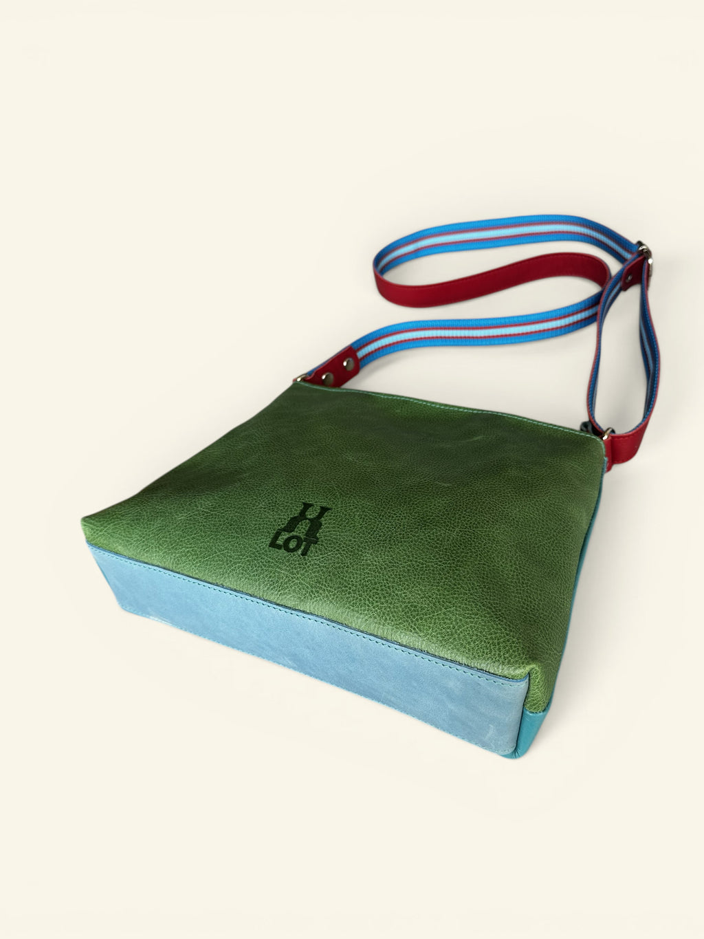 Schoudertas Billy handgemaakt groen turquoise
