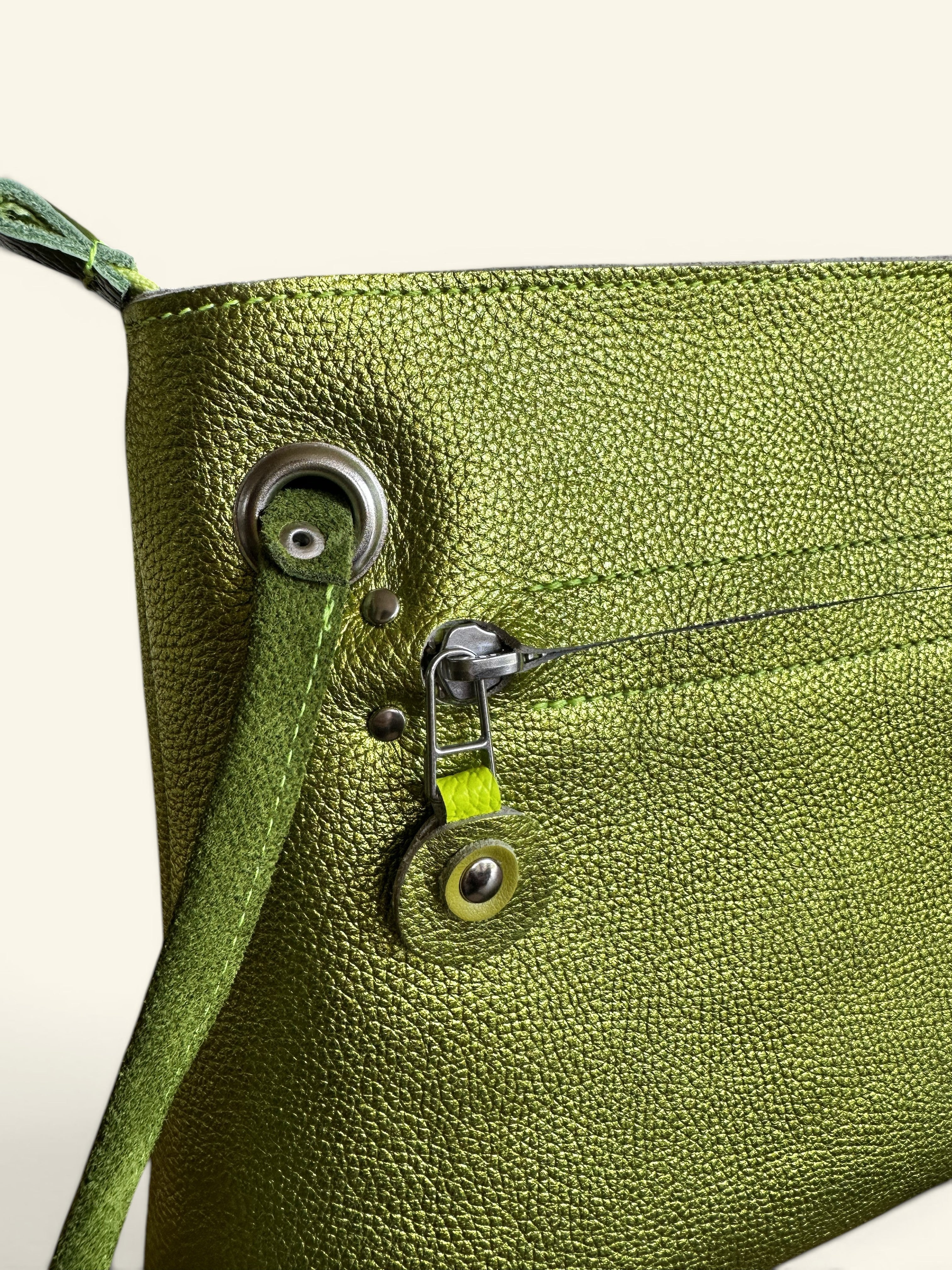 Handgemaakte handtas BiLLy groen glitter