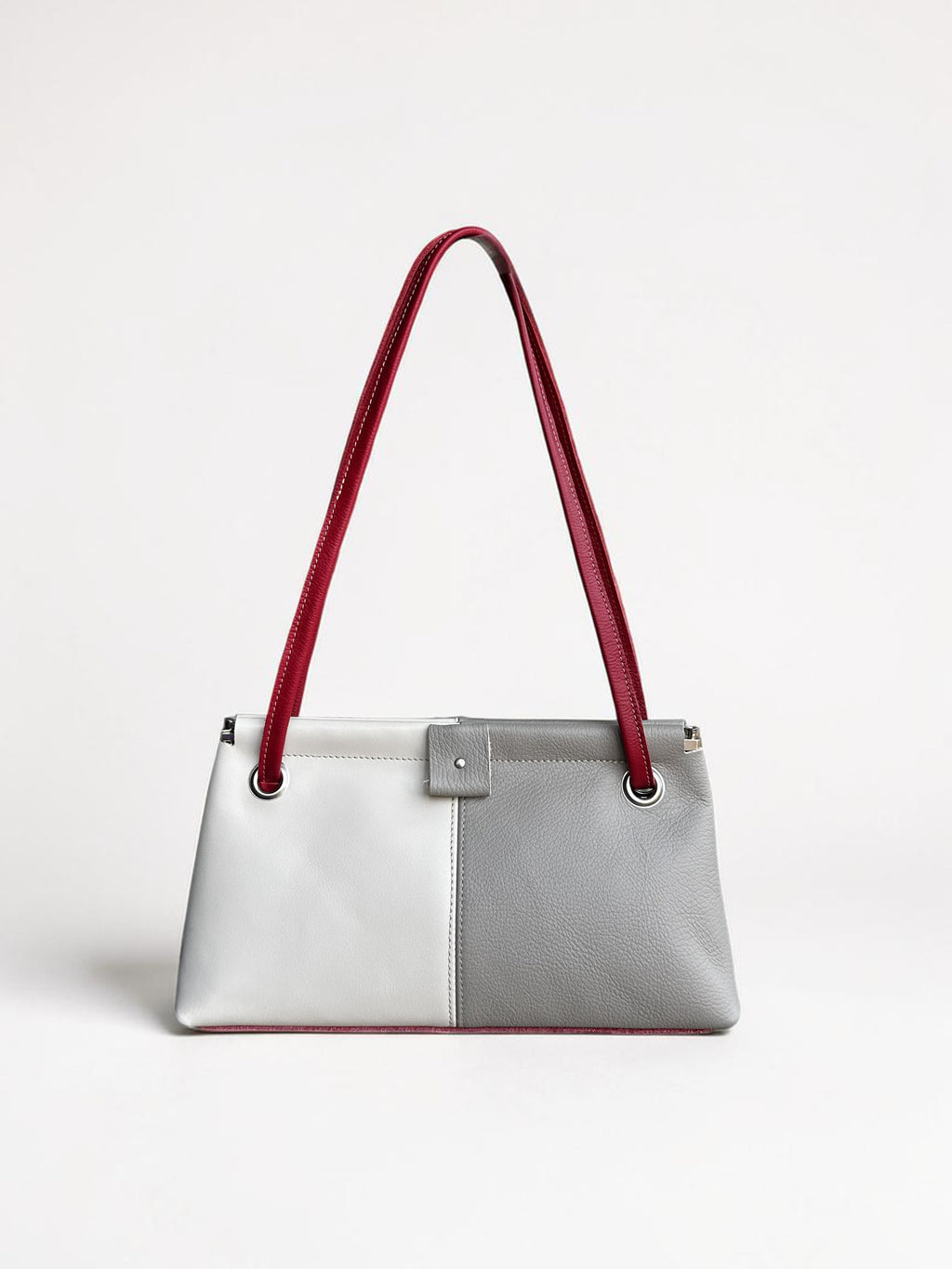 handtasje BOBBY wit / grijs met rode accenten