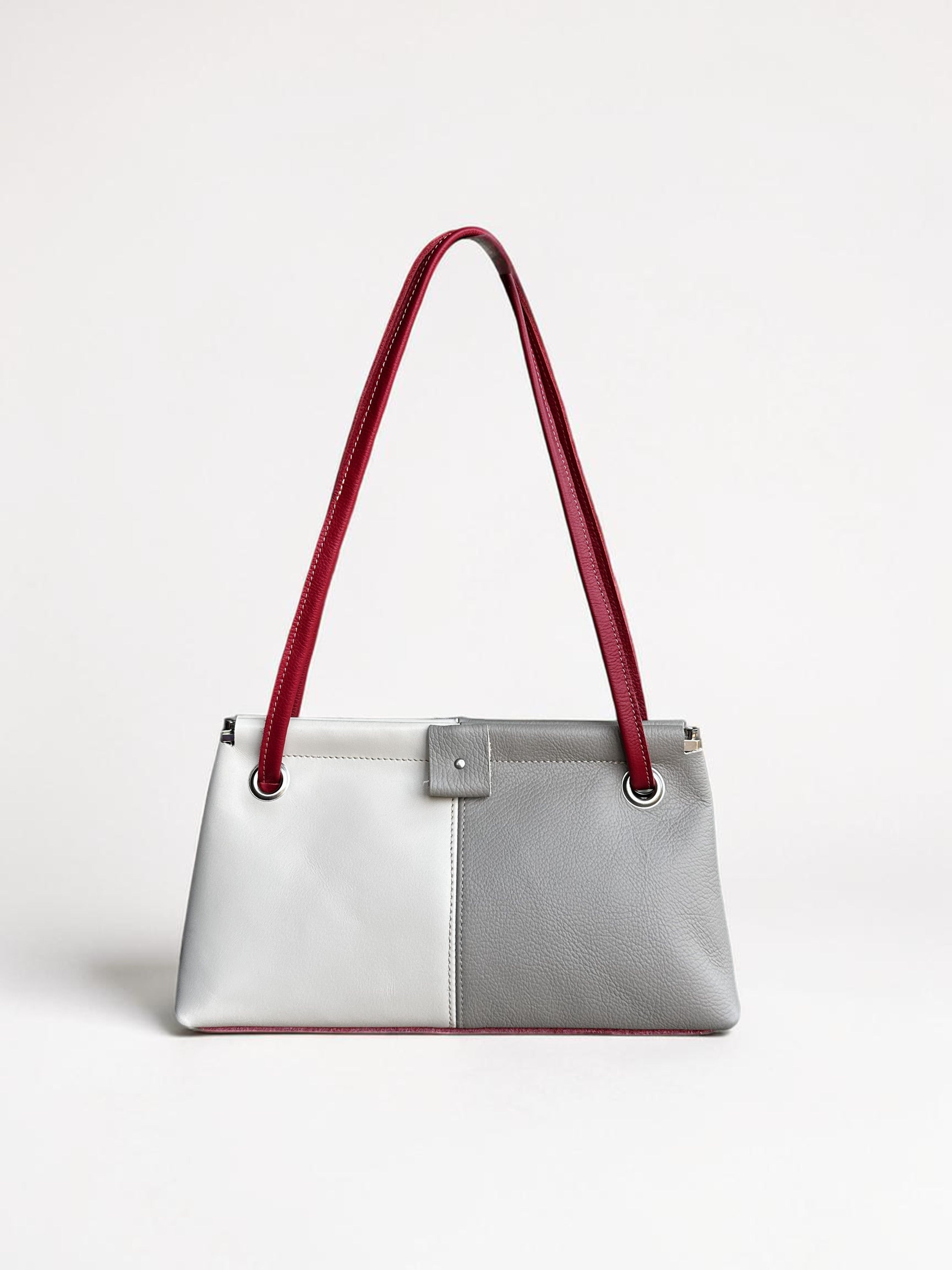 handtasje BOBBY wit / grijs met rode accenten