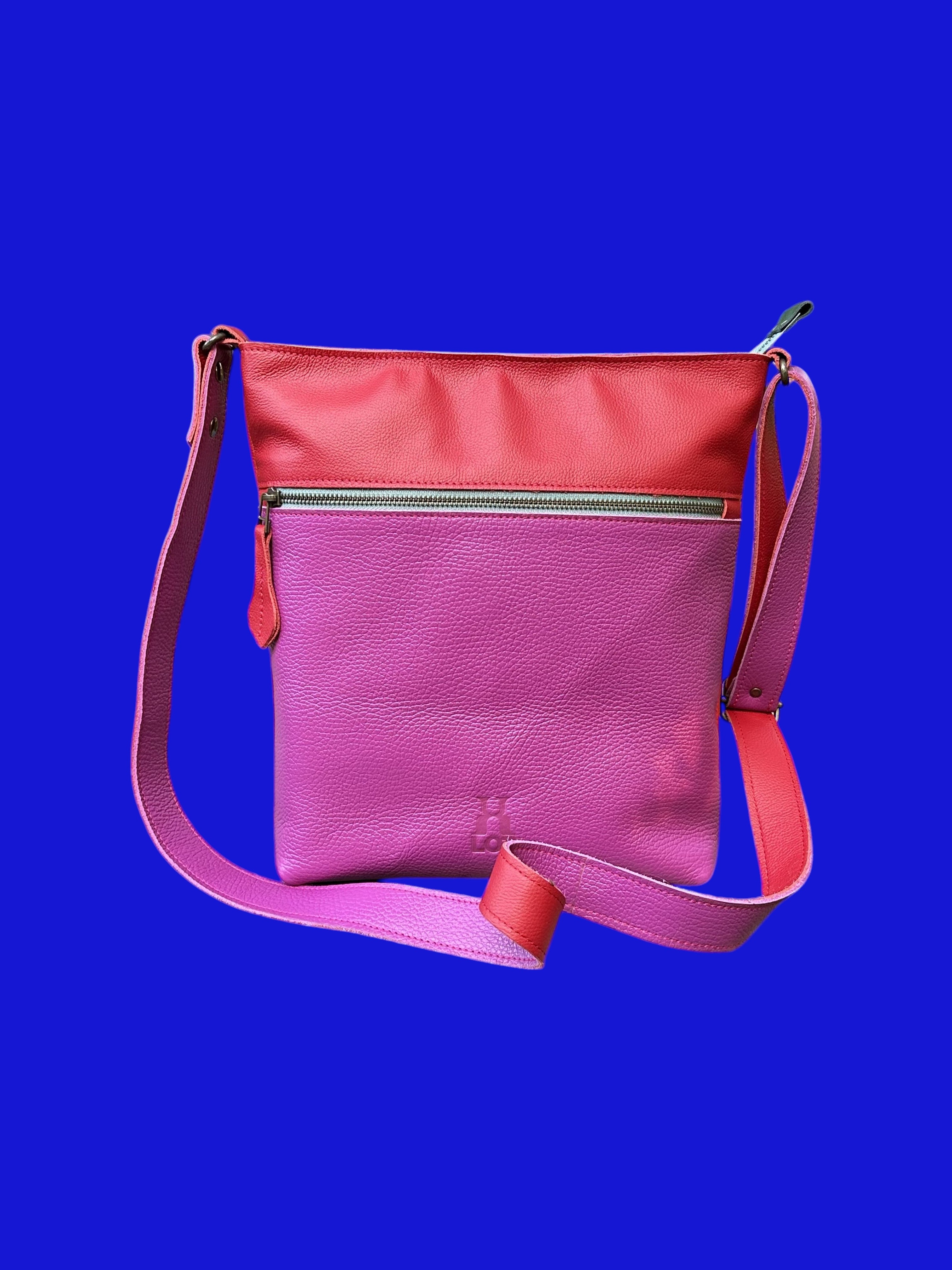 Handgemaakte schoudertas SAMMY fuchsia / rood