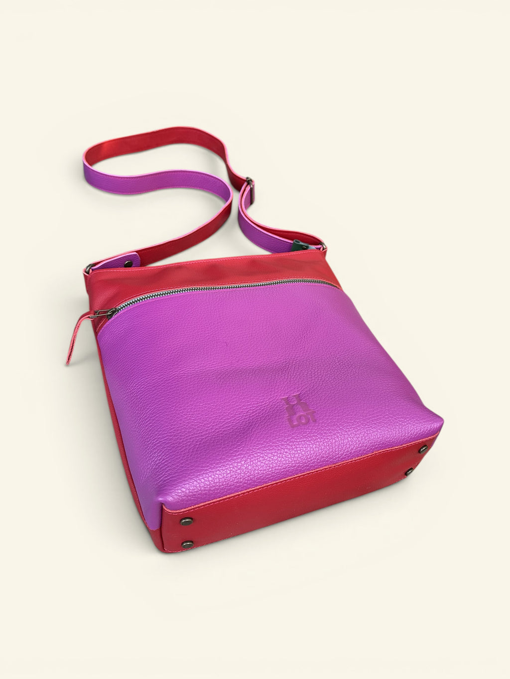Handgemaakte schoudertas SAMMY fuchsia / rood