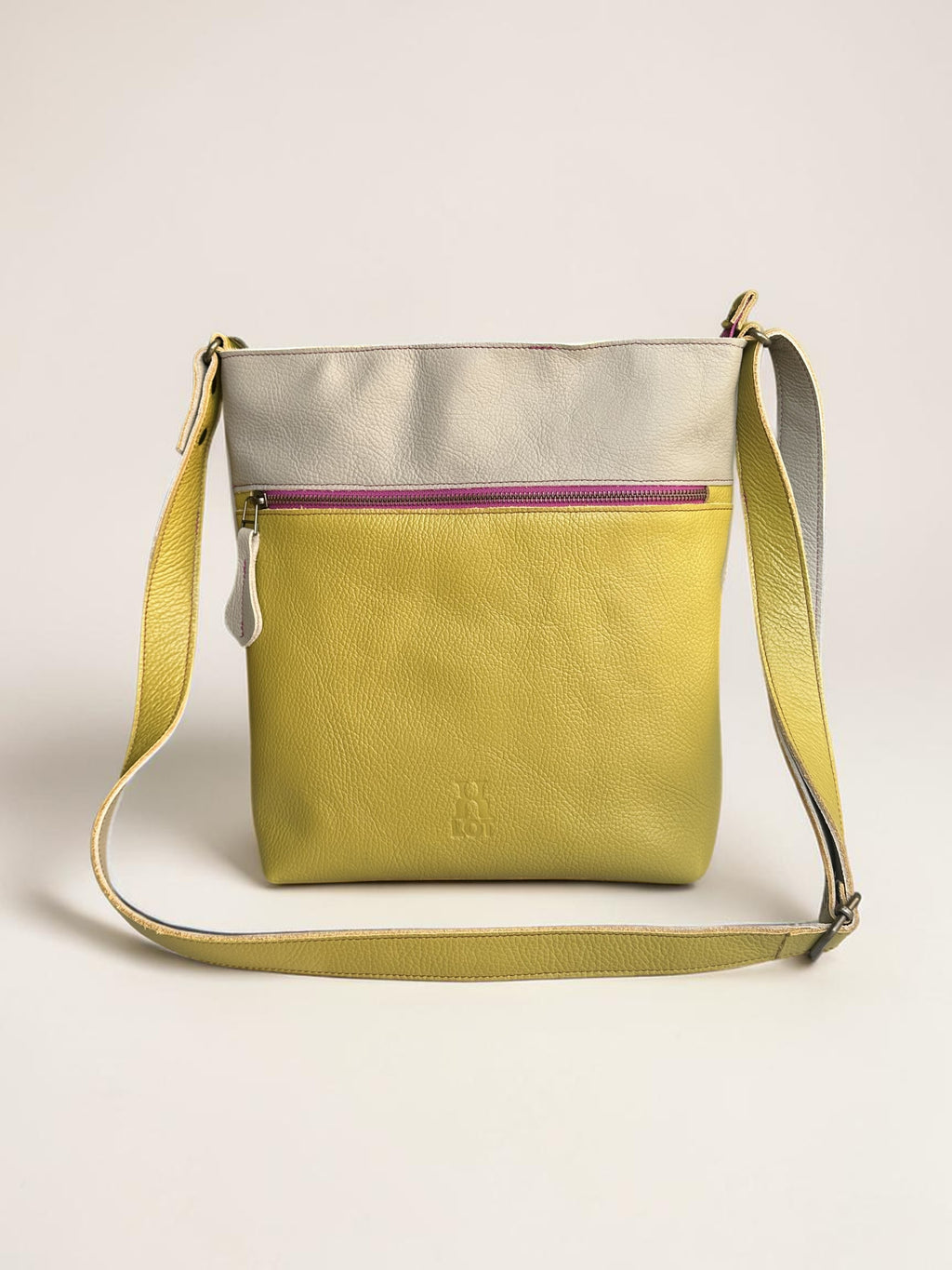 schoudertas SAMMY pistache / creme fuchsia rits