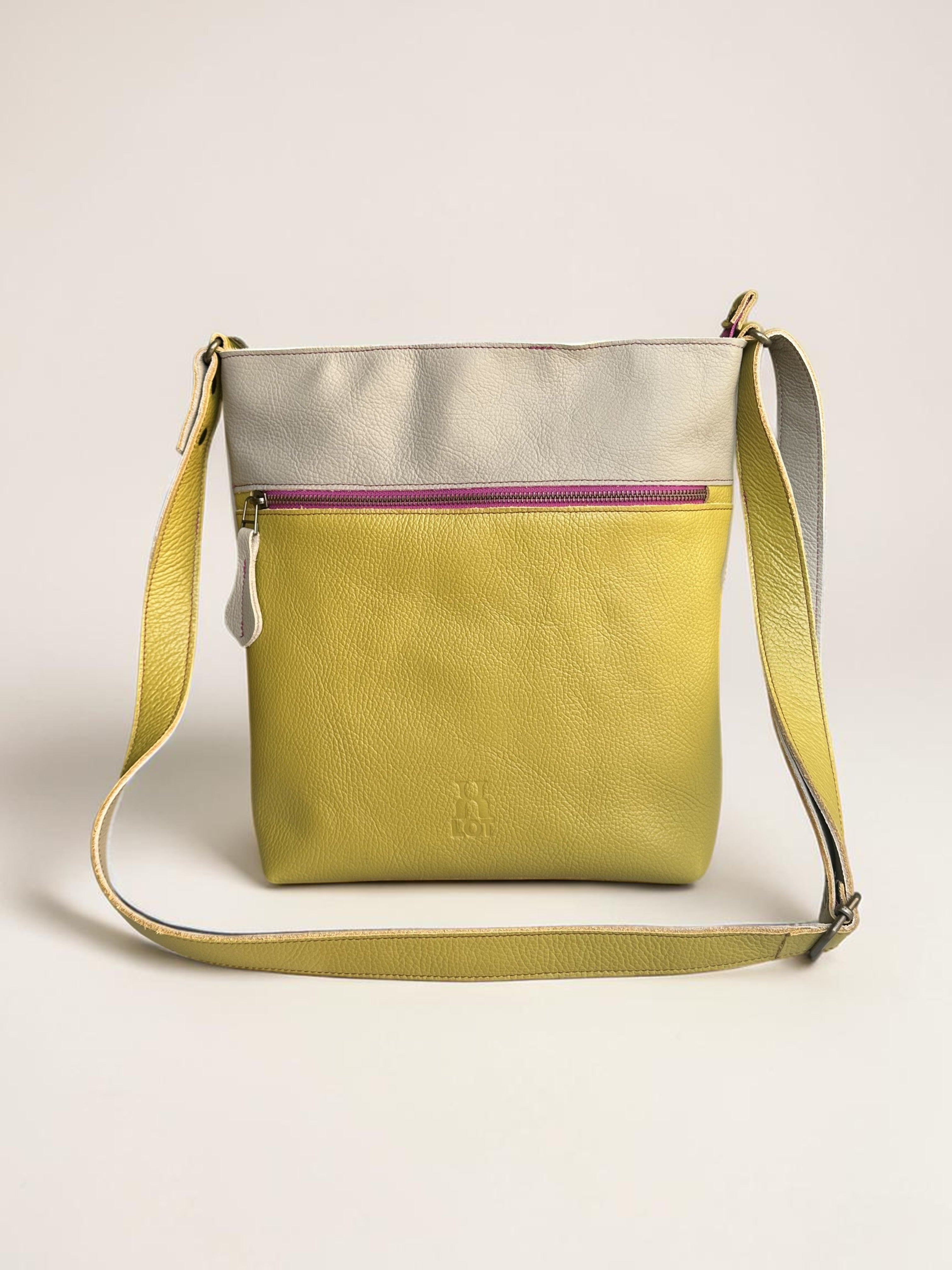 schoudertas SAMMY pistache / creme fuchsia rits