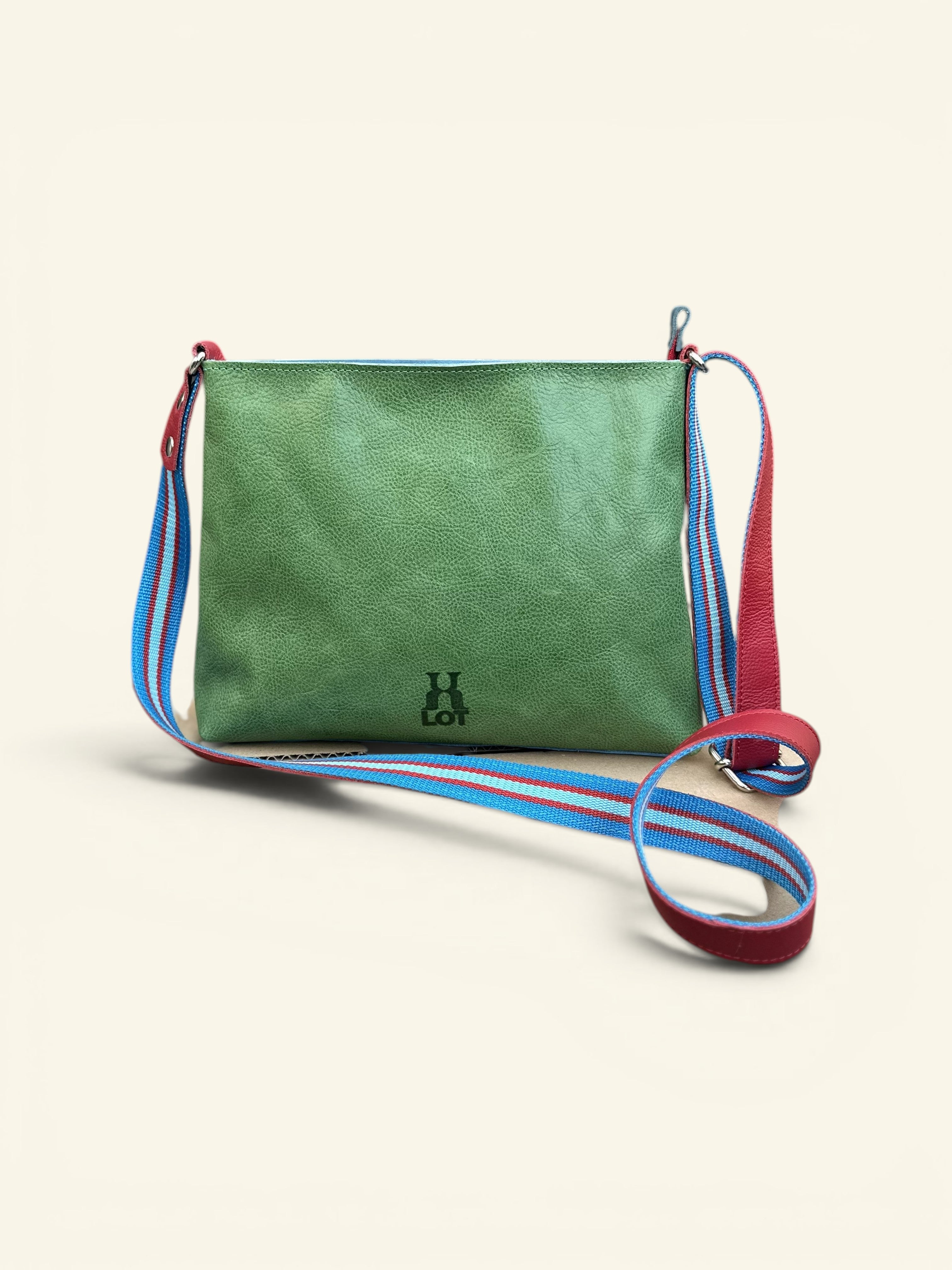 Schoudertas Billy handgemaakt groen turquoise